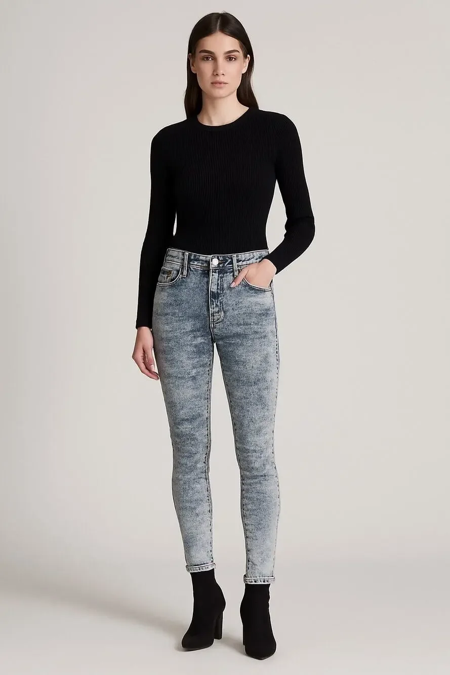 Veronica Beard Brooke Skinny Jeans Acid Wash Mid Rise 26 / 2 Made in USA